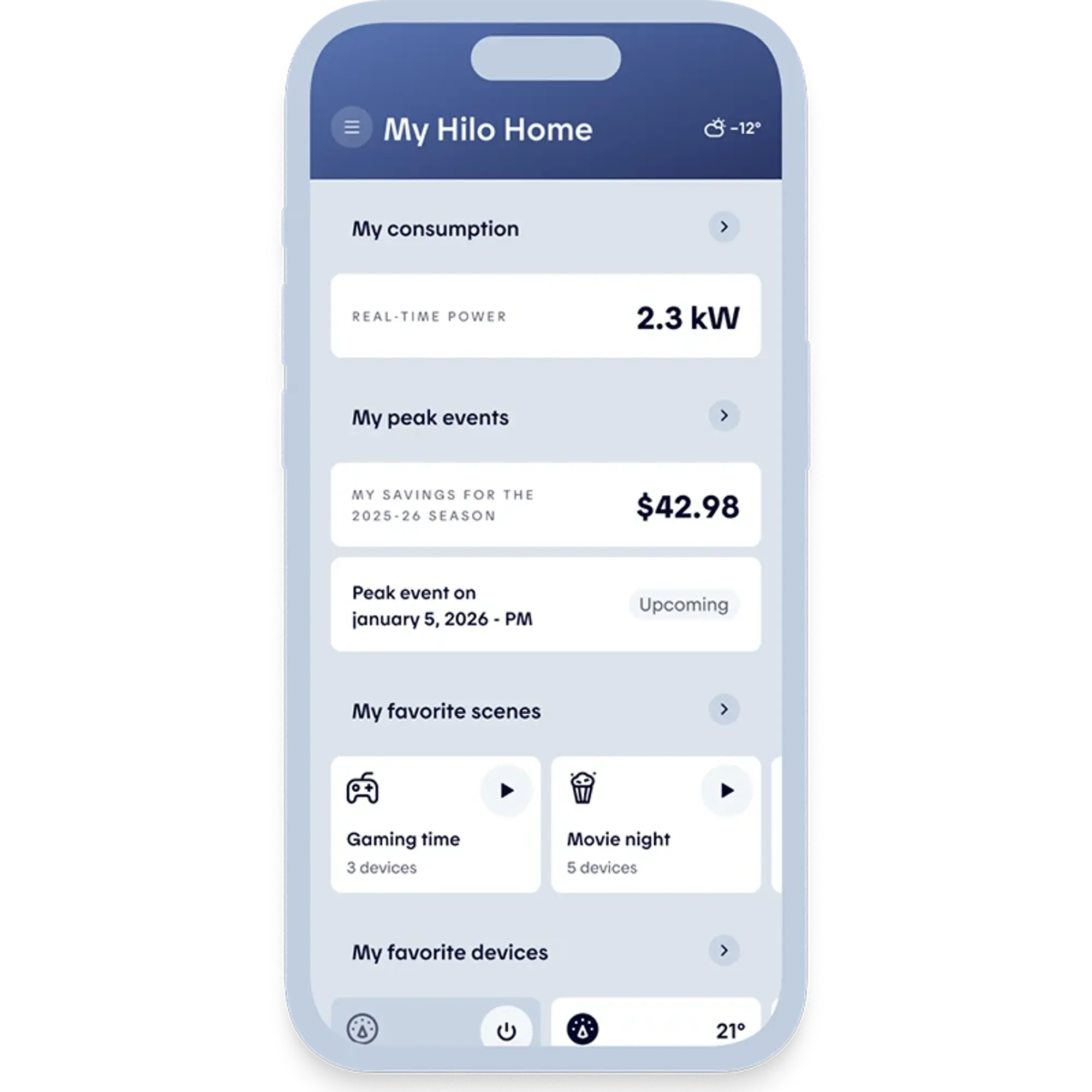 The Hilo app gives you a clear overview of your electricity usage
