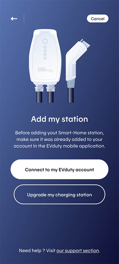 Hilo app - adding an EVduty charger - EN