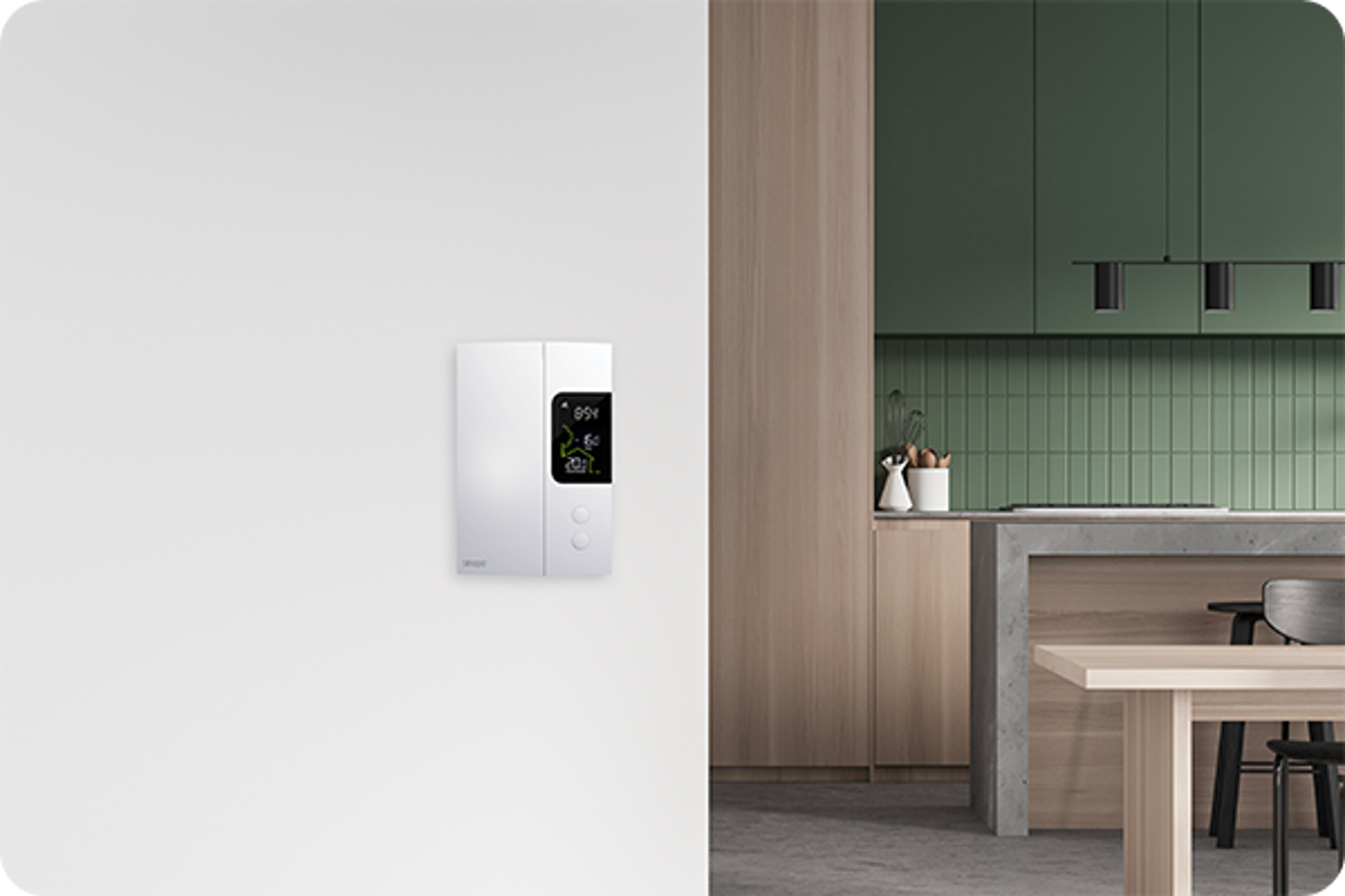 Un thermostat Sinopé dans une cuisine